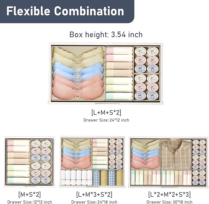 DIMJ Drawer Organizer Clothes Storage - 28 Pack Baby Dresser Organizer for Nursery, Foldable Closet Drawer Organizer Bins for Bedroom Organization, Fabric Storage Dividers for Socks, Underwears, Bras