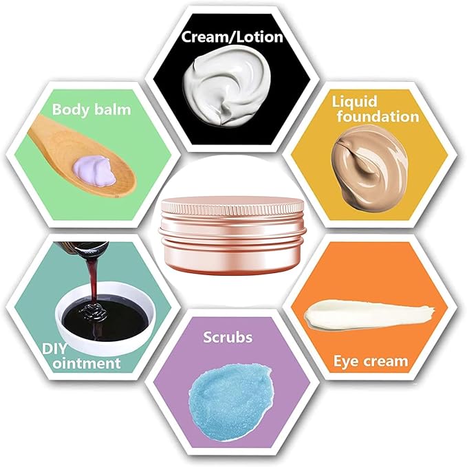 1 oz Aluminum Tin Jar with Screw Cap Refillable Container for Cosmetic, Lip Balm, Cream, Rose Gold 12 Pcs.
