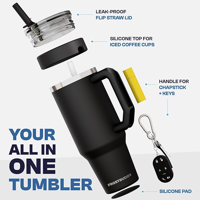 Frost Buddy Thicc Buddy - 30 oz Stainless Steel Vacuum Insulated Tumbler with Lid and Straw for Water - Travel Mug Cupholder Friendly - Gifts for Women Men Him Her (rockytop)