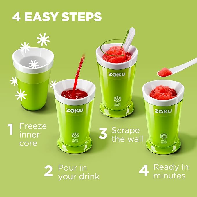 ZOKU Jumbo Slush and Shake Maker, Compact Make and Serve Cup with Freezer Core Creates Single-Serving Smoothies, Slushies and Milkshakes in Minutes, BPA-Free, Purple