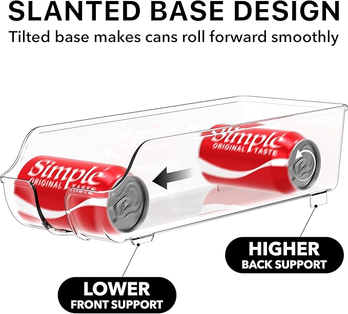 Simple Houseware Soda Can Organizer and Dispenser for Refrigerator / Pantry, Clear, Set of 6