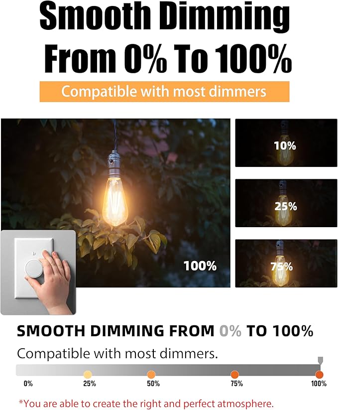 Lumiverse 120 Pack E26 led Bulb 60 watt dimmable Vintage LED Edison Bulbs 5.5W, 60W Equivalent, 2700K Soft White, Antique Style ST19/ST58 LED Light Filament Bulbs, CRI 90+, E26 Base