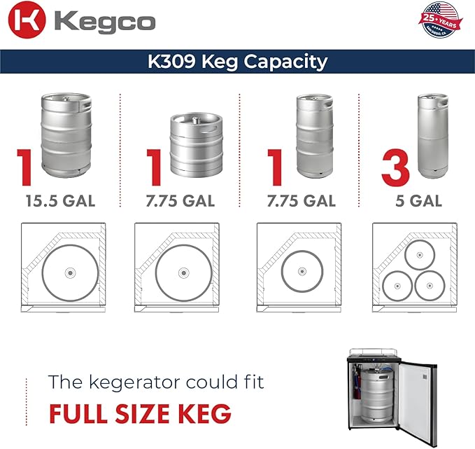 Kegco K309SS-1 Keg Dispenser, Stainless Steel