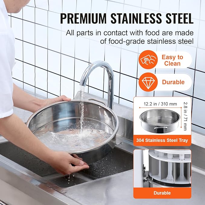 VEVOR Dough Divider Rounder, 10PCS Manual Dough Equal Divider Machine, 4.23oz - 19.75oz Hand Press Dough Cutter with 304 Stainless Steel Tray and Blade, Bread Maker for Bakery, Restaurant, Commercial