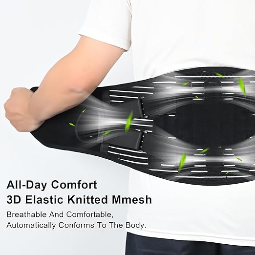 Back Brace for Lower Back Pain Relief with Bionic Support System,Lumbar Support Belt for Men Women,Breathable Mesh with 3D Lumbar Pad for Herniated Disc, Sciatica, Scoliosis(Black，L)