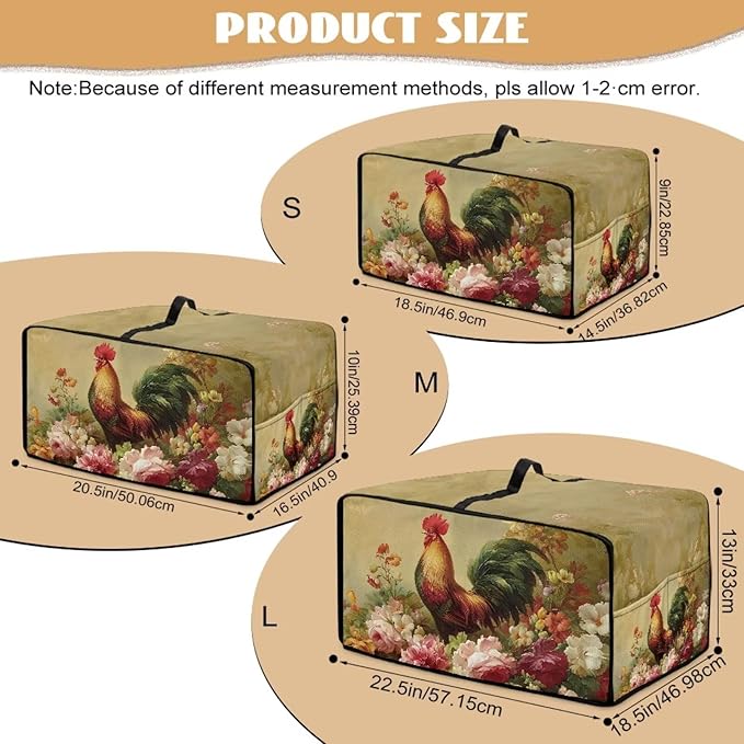 Air Fryer Toaster Oven Dust Cover Dust Protection Countertop Convection Oven Cover Stain-resistant Kitchen Appliance Protector, S, Chicken Rooster Vintage Floral