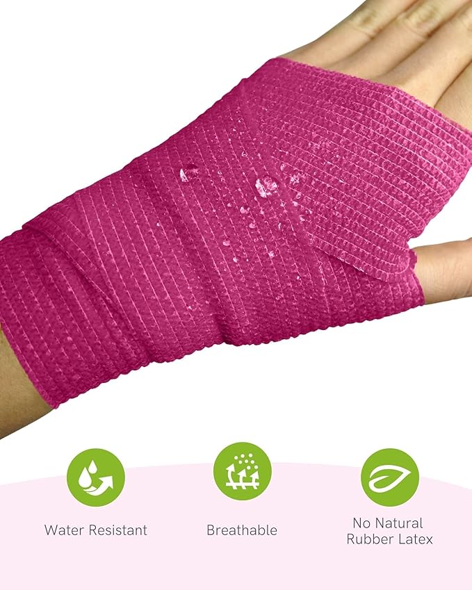 FriCARE Self Adhesive Bandage Wrap, Medical Tape in First Aid Kit, Cohesive Bandages for Wounds Sport Vet, FSA/HSA Eligible, 2 Inches X 5 Yards 12 Rolls, Palette