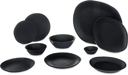 Carlisle FoodService Products Ridge Reusable Plate Rimless Plate for Home and Restaurant, Melamine, 11 Inches, Slate, (Pack of 12)