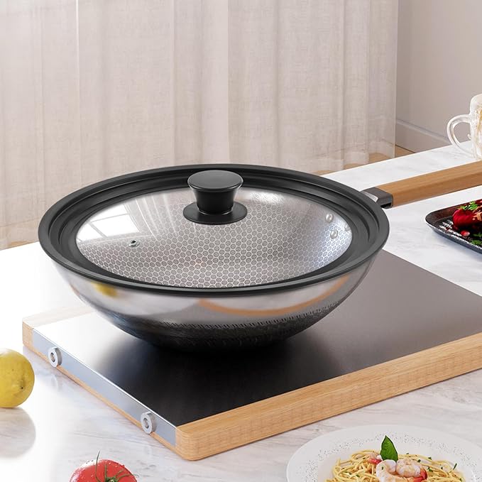 Universal Lid for Pots Pans and Skillets, Pan Cover Fit 6", 7", 8" Diameter Cookware, Silicone Replacement Pan Lid Pot Lids for Frying Pans, Cast Iron,Tempered Glass Lid