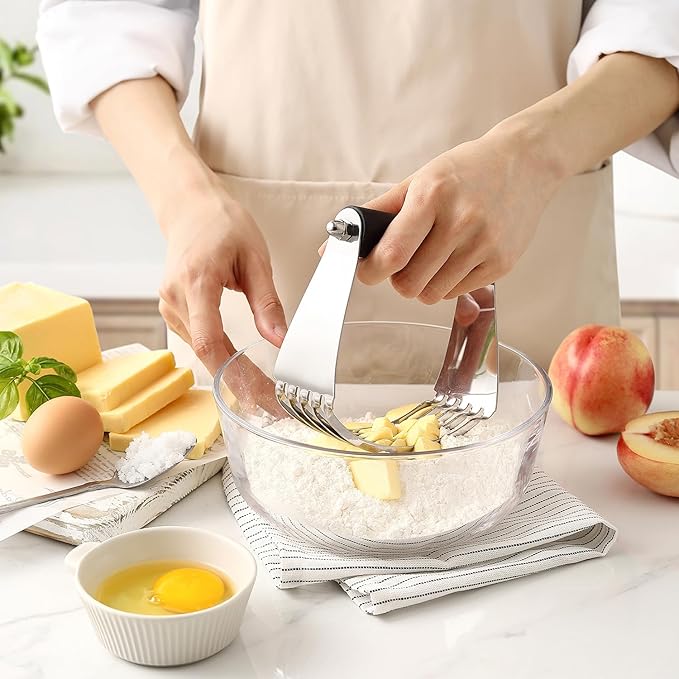 Spring Chef Multifunctional 1.7 Tablespoon Medium Cookie Scoop, #40 & Large Dough Blender & Biscuit Cutter Set - 2 Product Bundle - Black