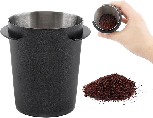 Coffee Dosing Cup 51mm, Stainless Steel Espresso coffee Dosing Cup Espresso coffee Machine Accessories, Coffee Powder Feeder Part coffee Grinder Powder cup Compatible (2, Black, 51mm)