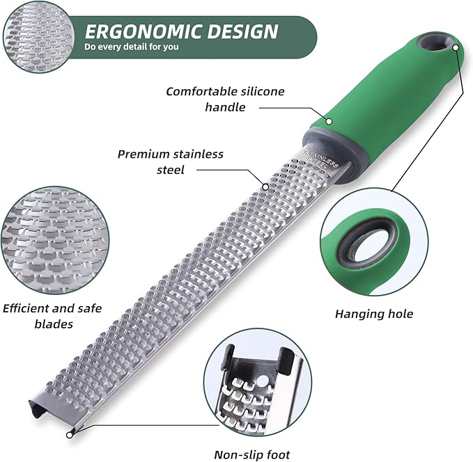 Lemon Zester Grater, Citrus Zester Grater with Handle, Kitchen Gadgets for Cheese, Lemon, Chocolate, Nutmeg, Ginger, Fruit, Vegetable, Stainless Steel Micro Cheese Grate, Dishwasher Safe(Narrow)