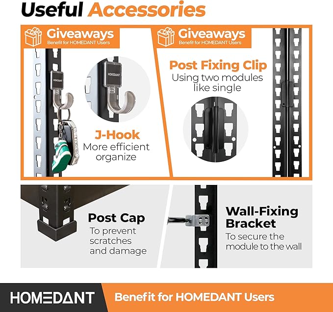HOMEDANT 28"W x 12.3"D x 59.5"H 5-tier Boltless Metal Shelving Unit Adjustable Garage Storage Utility Rack Heavy Duty Shelves Organization Multipurpose Shelf Warehouse Kitchen Living Room pantry 1Pack