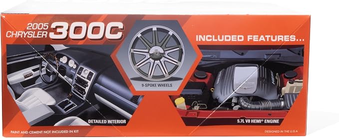 AMT 2005 Chrysler 300C Model Kit 1:25 Scale – Detailed Interior & 5.7L V8 HEMI, Paint & Glue Required