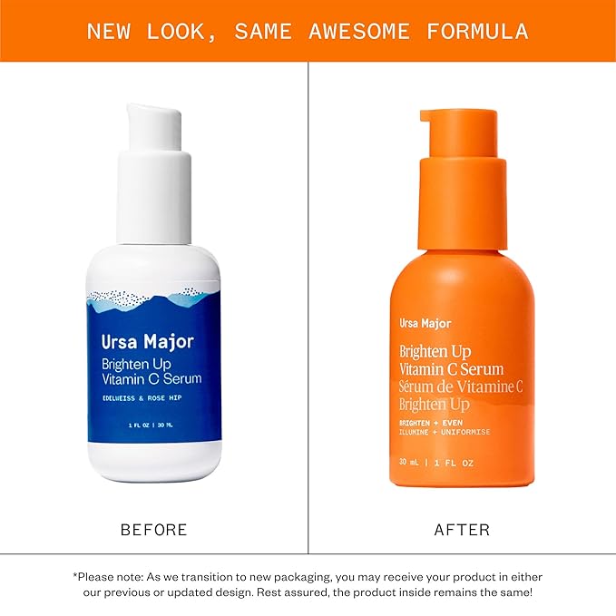 Ursa Major Natural Vitamin C Serum | Brightening Formula Revitalizes Dull Skin and Smooths Skin's Tone | Targets Wrinkles, Sagging and Loss of Firmness | Vegan, Non-Toxic, Cruelty-Free | 1 ounce