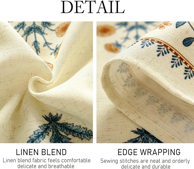ISAENNE Designer French Pale Yellow Rectangular Tablecloth,Linen Floral Table Cloth,Wrinkle Resistant Decor Tablecloths for Dining Thanksgiving Banquet Kitchen Party,55"*87"-Estevan A