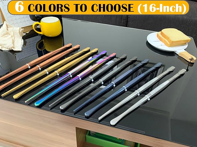 JETKONG 2 Pcs 16-Inch Heavy Duty Cooking Tweezers Extra Large Stainless Steel Food Tweezers Gaint Kitchen Tweezer Tongs (Gold)