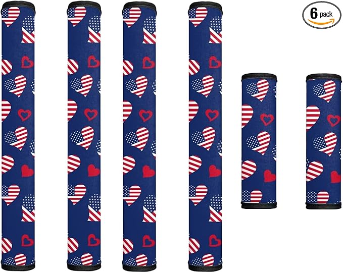 Refrigerator Door Handle Covers Set of 6 Kitchen Electrical Appliances Handle Protector 4th of July Fridge Microwave Oven Home Accessories, American Flag Heart-Shaped Blue