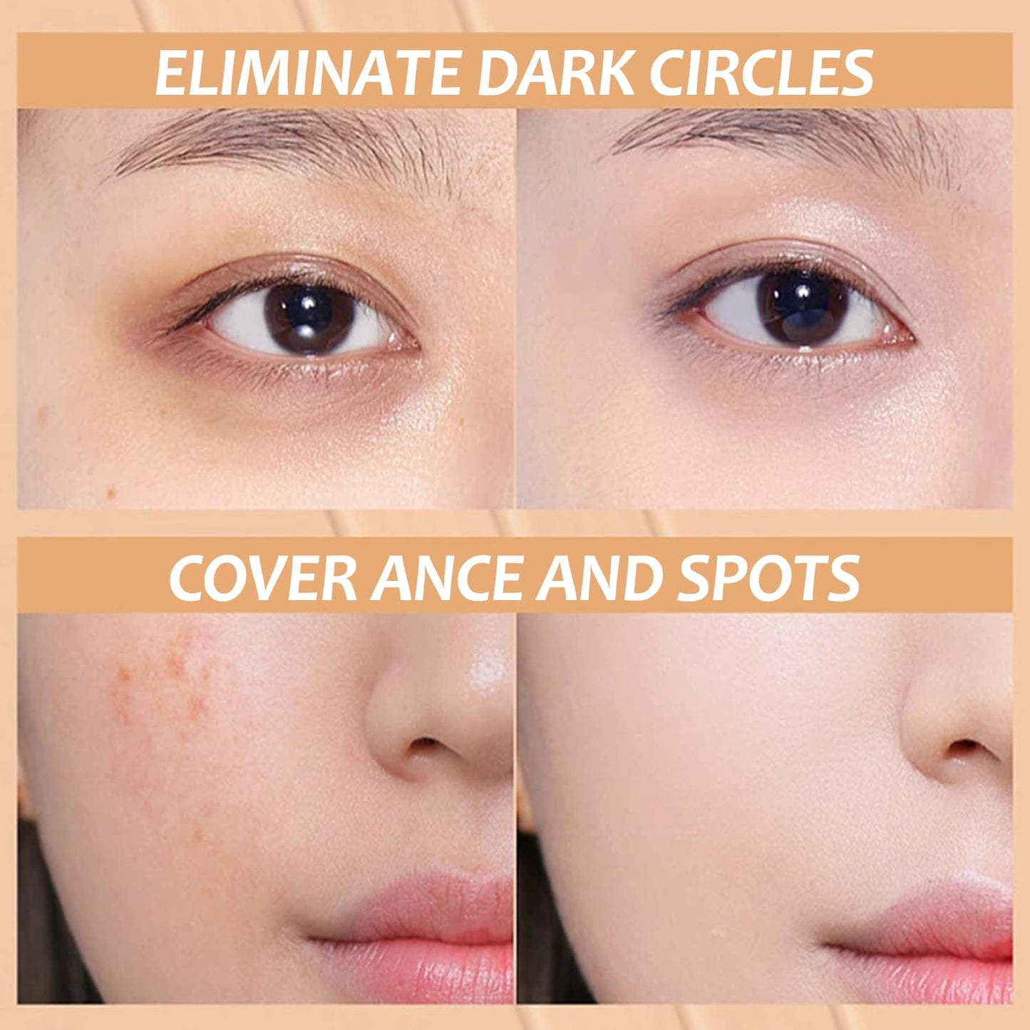 6 Colors Correcting Concealer Palette, Makeup Cream Contour Palette with Brush, Contouring Foundation Highlighting Concealer Palette for Conceals Dark Circles, Redness, Acne, Blemish (E)
