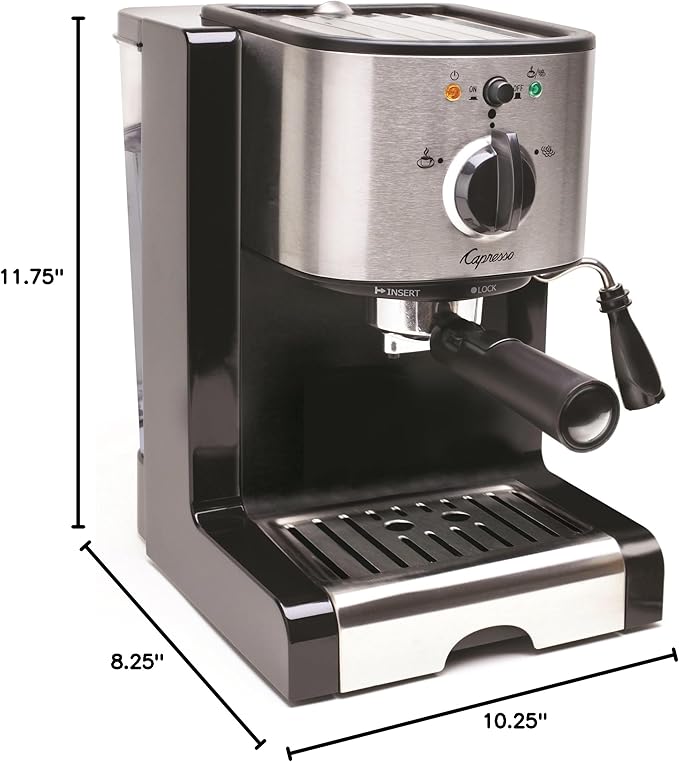 Capresso 116.04 Pump Espresso and Cappuccino Machine EC100, Black and Stainless, 46 oz