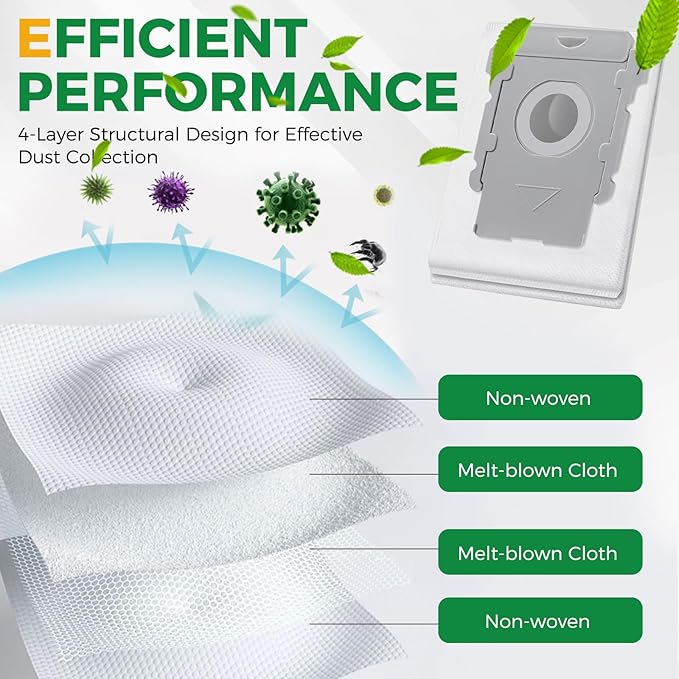 18 Pack Roomba Vacuum Bags for i7, i7+, i7Plus, i8, i8+, i3, i3+, i4, i4+, i6, i6+, s9, s9+, s9Plus, i and s Series Clean Base Automatic Dirt Disposal Bags