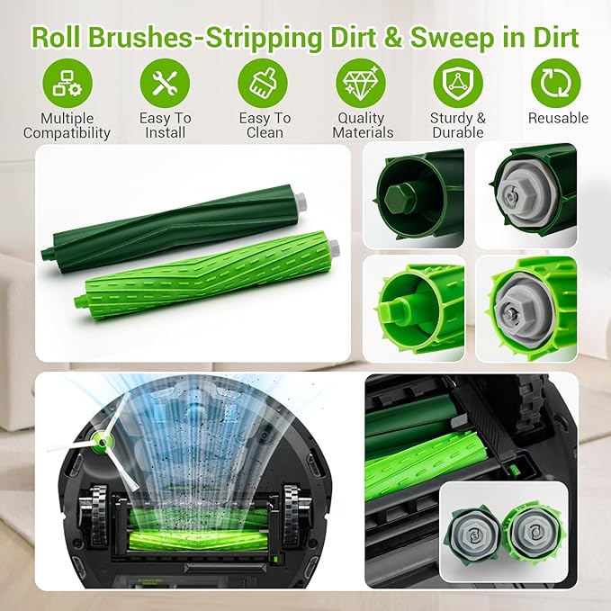 22 Replacement Parts for iRobot Roomba i7 i7+ i2 i3 i3+ i4 i4+ i6 i6+ i8 i8+ J7 J7+ J9 E5 E6 E7 I,E & J Series Vacuum Cleaner,8 HEPA 8 Side Brushes 4 Rubber Roller Brush,1 Clean Brush