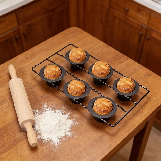 VBESTLIFE 6-Cup Popover Pan, Heavyweight Aluminized Steel with Nonstick Coating, for Yorkshire Pudding, Muffins, and Popovers