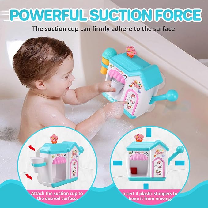 Gretex Toddler Bath Toys for 3 4 5 6 7 8 Years Old Girls, Bubble Ice Cream Maker Bath Toy, Shower Toys, Toddler Bath Toys Age 2-4, Bathtub Bubble Machine, Toy for 3 4 5 6 7 8 Years Old Boys Girls