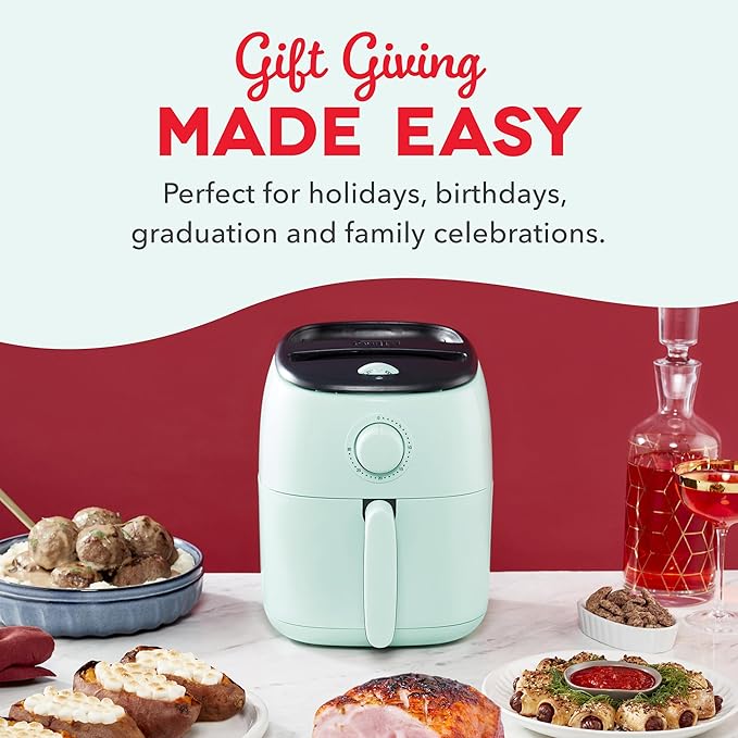 Dash Tasti-Crisp™ Air Fryer - AirCrisp® Technology - Compact Design with Adjustable Temperature Control - Nonstick Fry Basket & Auto Shut-Off Feature - 2.6 Quarts - Red