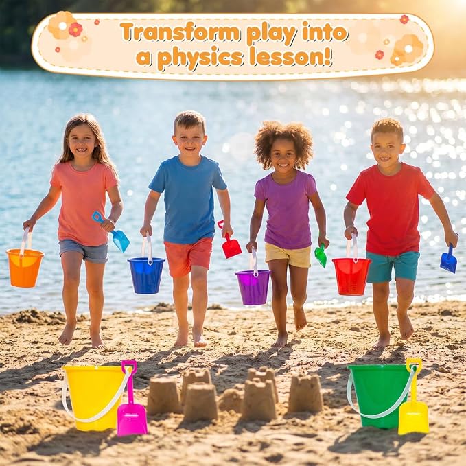 5.28'' Inch Sand Beach Buckets Pail with Shovels,Sand Bucket Water Pail for Beach Fun Great Summer Party Accessory(24 Bucket+24 Shovels)
