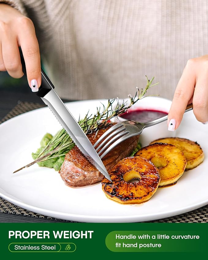 PHILIPALA Silverware Set, 48-Piece Flatware Set with Steak Knives for 8, Stainless Steel Mirror Cutlery Include Forks Spoons and Knives Set, Dishwasher Safe Utensils Set for Home Restaurant