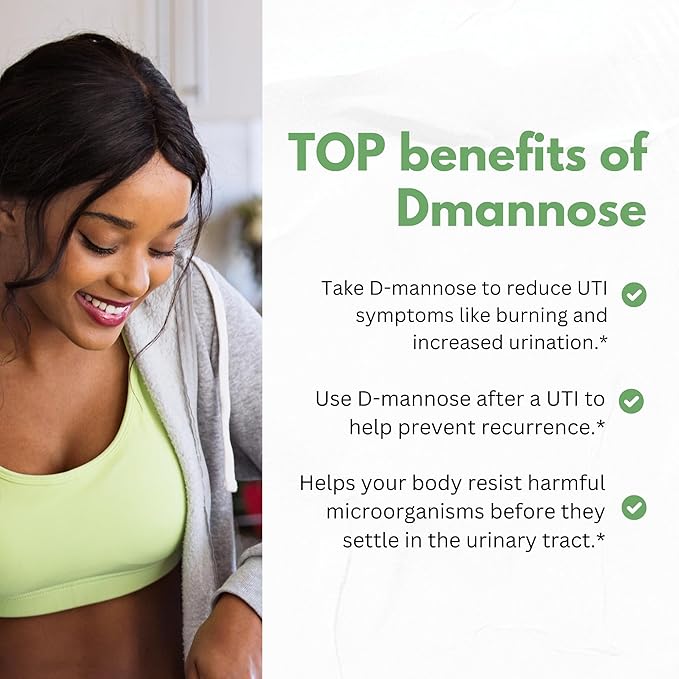 D-Mannose with Cranberry Extract Capsules 1500mg – High Potency USP Grade D-Mannose Supplement with Whole Fruit Cranberry Powder – Urinary Tract Support – Non-GMO 60 Capsules