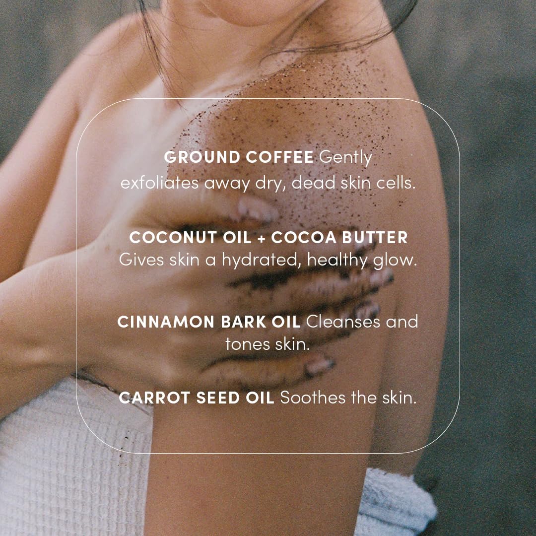 Coffee Scrub - Exfoliating and Hydrating Body Scrub - Dry Scrub with Coconut Oil and Cocoa Butter - All Skin Types, Vegan, Cruelty Free, Synthetic Fragrance Free, 9 OZ