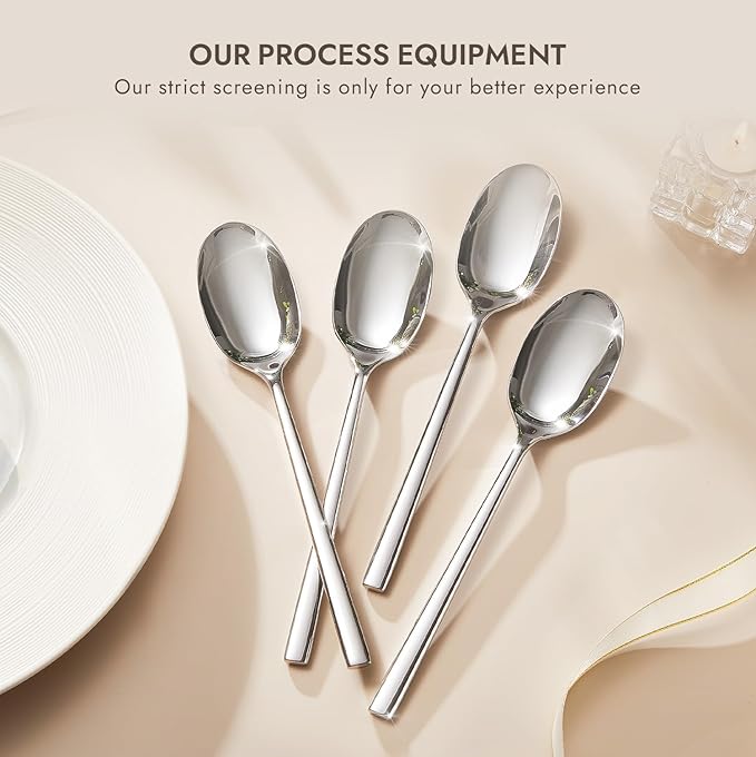 KINGSTONE Dinner Spoon Set, 24-Piece Tablespoons Silverware Spoons, Premium Food Grade Stainless Steel Spoons, Mirror Finish & Dishwasher Safe, Use for Kitchen, Home, Wedding, Party