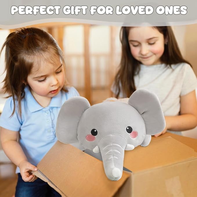 TOYSYM Weighted Stuffed Animals, 1.6 lbs Elephant Stuffed Animal with Weighted Beads, Cute Plush Toy Pillow Gifts for Adults Kids Boys Girls