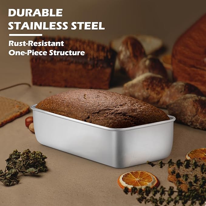 Leonyo 3 Pack Loaf Pans for Baking Bread, 9x5IN Stainless Steel Loaf Pans for Homemade Bread, Meatloaf, Banana, Brownies, Lasagnas, Dishwasher Oven Safe