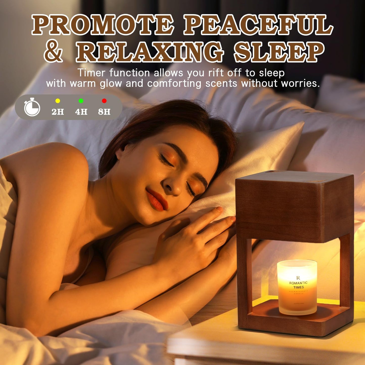 Candle Warmer Lamp Wood with Timer, Dimmable Electric Candle Lamp Warmer for Jar Candles, 2*35 Watt Bulb, Christmas Gifts, Birthday Gifts for Mom, Decorative Wooden Candle Lamp for Bedroom Home Decor