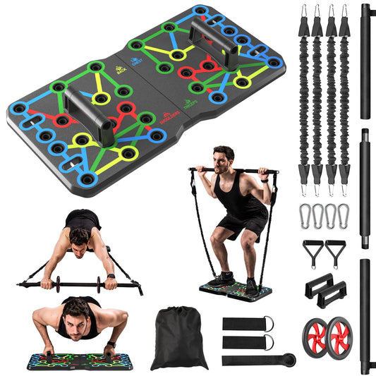 AERLANG Push Up Board, Portable 30-in-2 Workout Set for Push Up, Chest Fitness Equipment with Pilates Equipment & Ab Roller for Men & Women, Fat Burning Push Up Bar for Home Gym