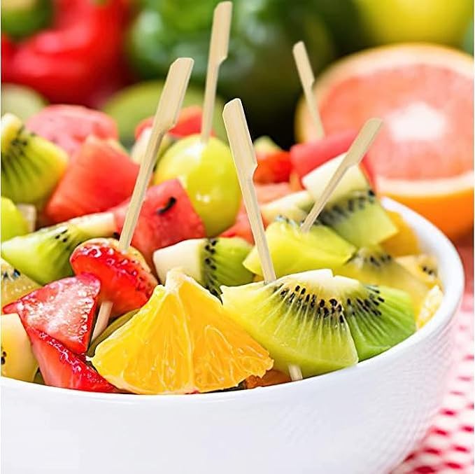 3.5 Inch Bamboo Skewers, 300 PCS Bamboo Paddle Wood Picks, Toothpicks for Appetizers, Cocktail Picks for Drinks, Food Picks, BBQ, Sandwich, Barbecue Snacks.