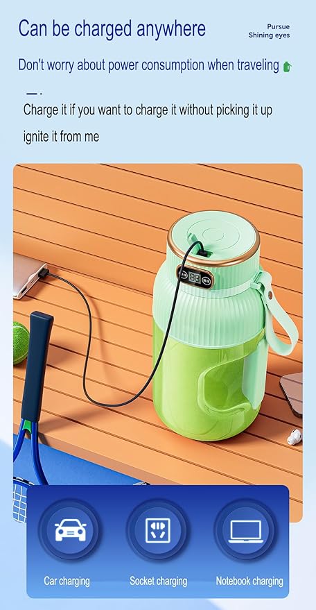Large-capacity personal size blenders, powerful motor driving ten-blade cutter head, dual large-capacity batteries, TYPE-C fast charging head, 40Oz (1200ml) large capacity (green)