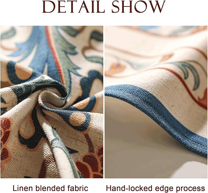 patdrea Designer Vintage Linen Tablecloth for Rectangle Table,French Soft Durable Floral Tablecloths,Colorful Table Cover for Kitchen Dining,Parties,Christmas,Thanksgiving,Party,63"x87"-Puno