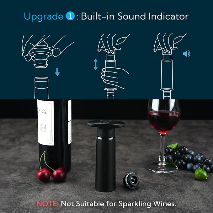 KITCHENDAO Wine Saver Pump with Sound Indicator and 3 in 1 Wing Corkscrew Wine Bottle Opener