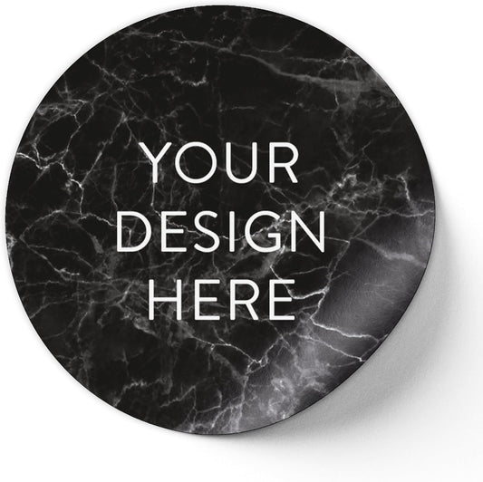 100 Custom Vinyl Stickers - Upload Your own Image, Text, Design, Logo - Personalized Logo Labels for Handmade, Packaging, Bottle, Jars, Candle, Brand Stickers (Black Marble, 1x1)