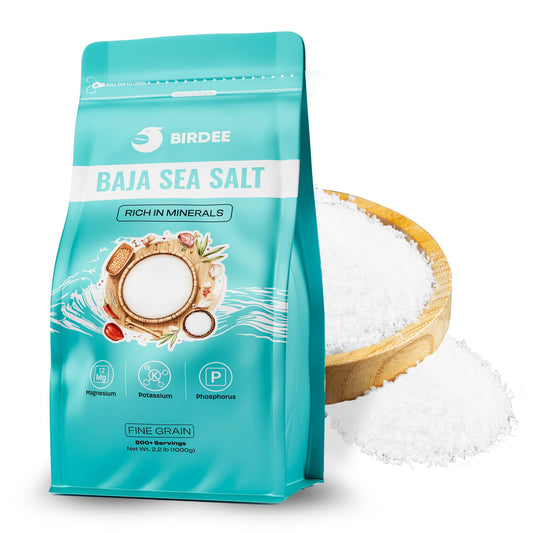 Birdee Baja Mineral Sea Salt – 35.2 oz, Abundant with Essential Minerals, Salt Fine Grind, Unrefined, Low Sodium, Solar-Dried, Hand-Harvested, Perfect for Refills and Bulk