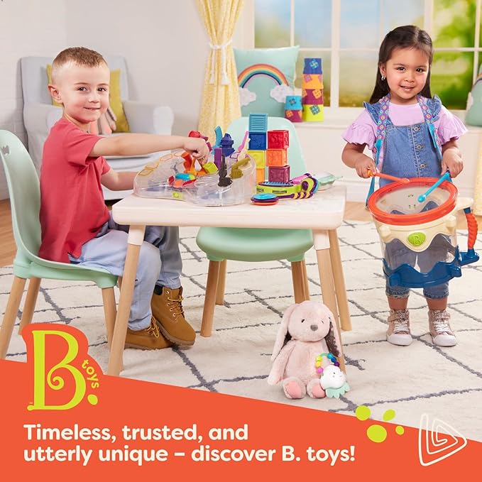 B. toys – Balance Beam for Kids – Interlocking Balancing Beams – 6 Sensory Pads & 10 Beams – Active Play for Toddlers, Kids – 3+ Years – Balance & Build Set - Rainbow Color