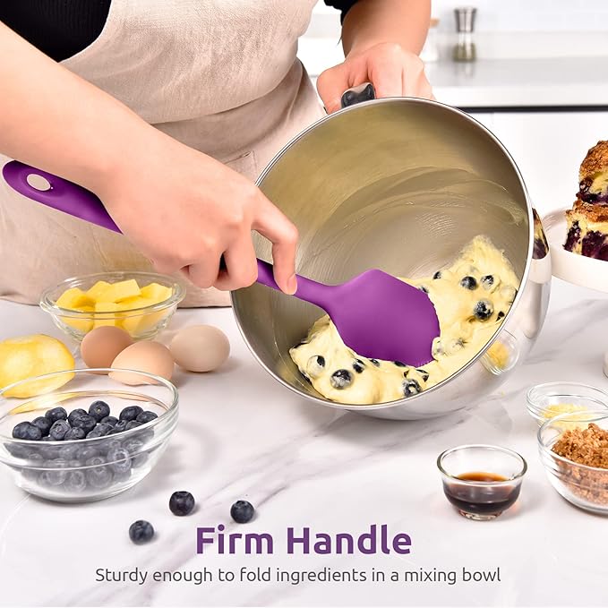 14in Extra Long Silicone Spatula: U-Taste 480ºF Heat Resistant Flexible Baking Mixer Scraper, Large Rubber Mixing Stirring Scraping Seamless Kitchen Turner Utensil for Nonstick Cookware (Purple)