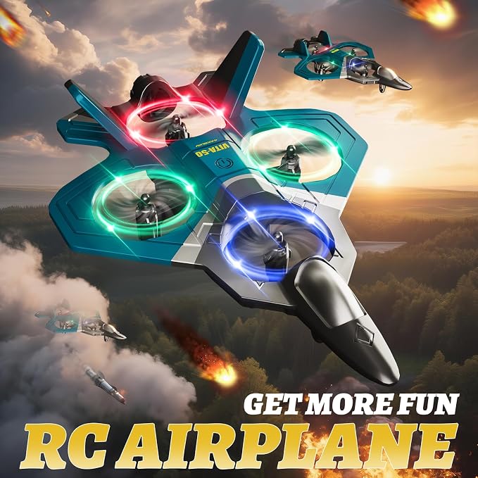 4DRC Foam RC Plane for Adults Kids, Remote Control Airplane Toys for Boys Kids Adults Beginners, RC Planes Fighter Jet Helicopter Drones for Kids Adults, 360° Flip Easy to Fly