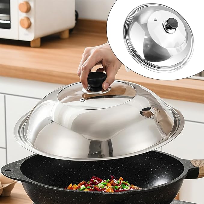 12.5 Inch Tempered Glass Frying Pan Lids with Handle Replacement Cover Wok Accessories for Skillets, Round Cast Iron, Cast Aluminium, Stainless Steel Pans（32cm）