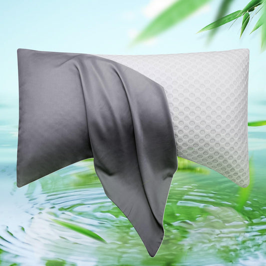 Cooling Side Sleeper Pillow Cases - Curved Rayon Derived from Bamboo Pillowcase Cover- Breathable Silky Soft Pillowcase for Hot Sleepers Hair and Skin, Queen Size 1 Piece, 20 * 30 Inches Dark Grey