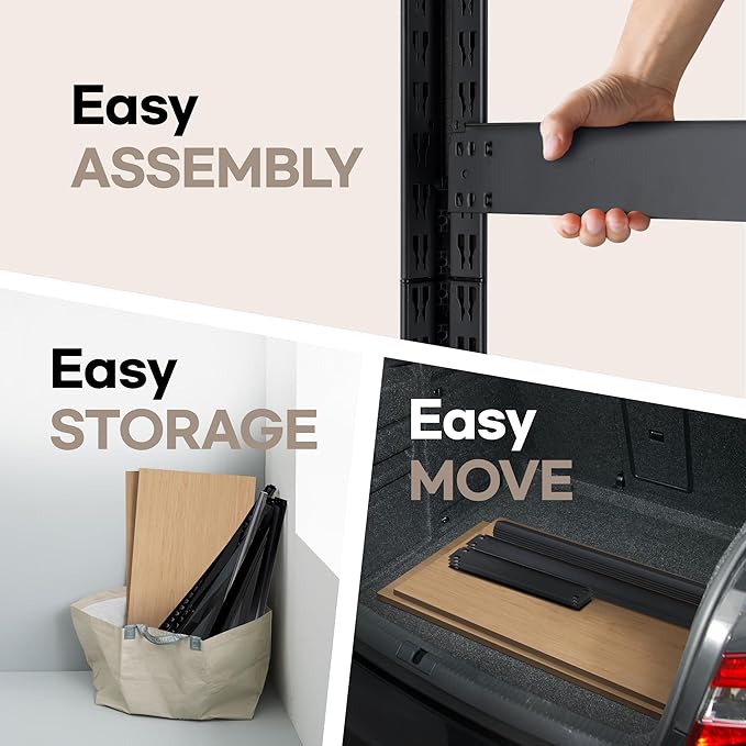 HOMEDANT House Black 5-Tier Laminated Metal Shelving Unit Adjustable Storage Utility Rack Heavy Duty Shelves Organization Shelf Kitchen Garage Pantry Closet 2Pack